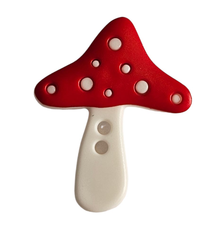 Knapp, 2 hulls, 25mm Rød Sopp - Bilde 1