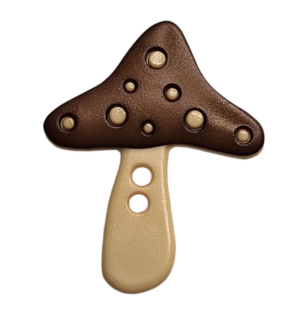 Knapp, 2 hulls, 25mm Brun Sopp - Bilde 1