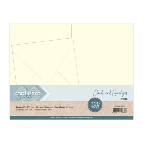13454.jpg Card Deco Square Kort og Konvolutt 135x135 100PK Cream