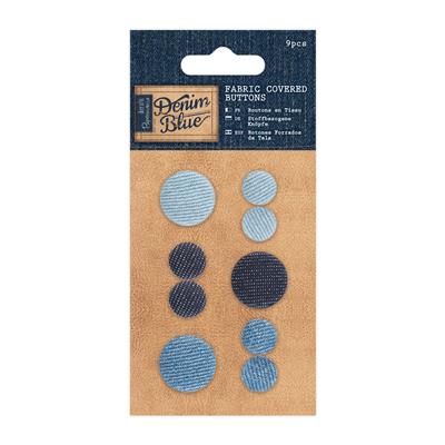 13474.jpg Fabric Covered Buttons (9 stk) - Denim Blue