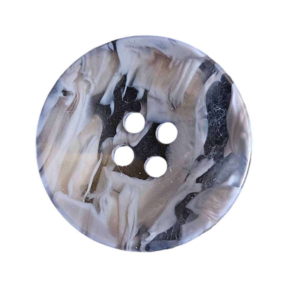 Knapp, 4 hulls 25mm, Marmorert Ml.Blå - Bilde 1