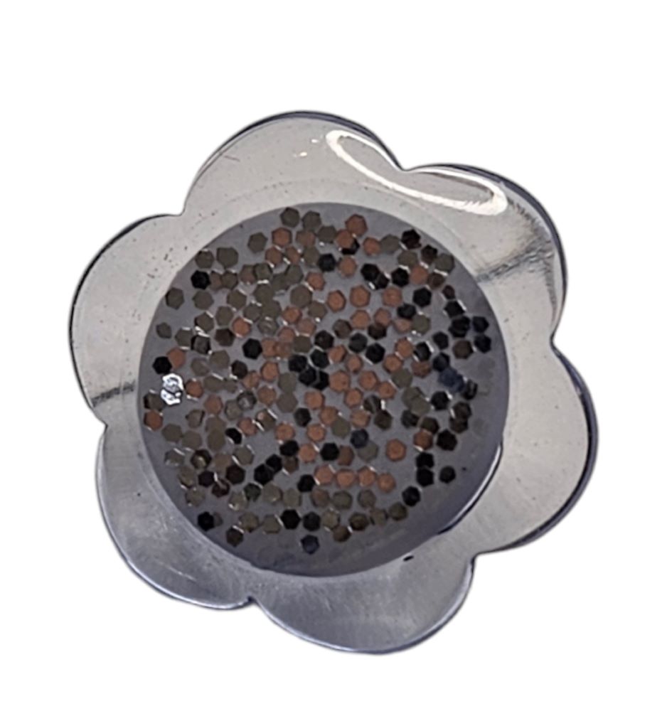 Knapp m/øye 13mm Blomst Sølv/lys - Bilde 1