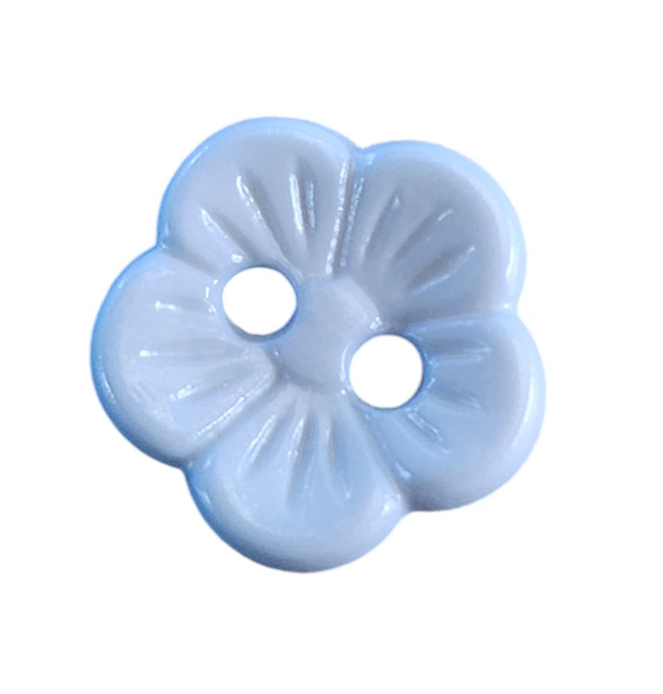 Knapp 2 hulls 11mm Blomst. Lys blå - Bilde 1