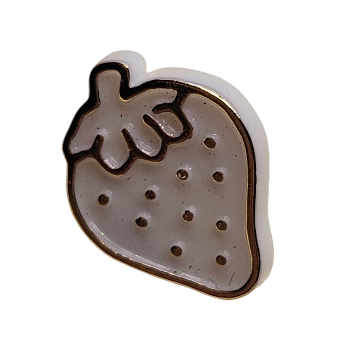 Knapp, m/øye 15mm Jordbær, Hvit - Bilde 1