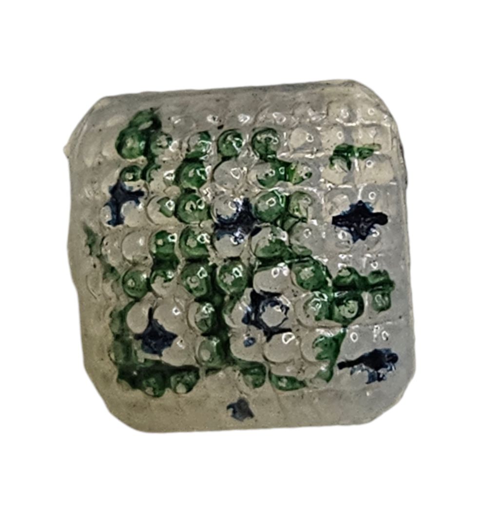 Knapp, m/øye 10mm Hvit/grønn - Bilde 1