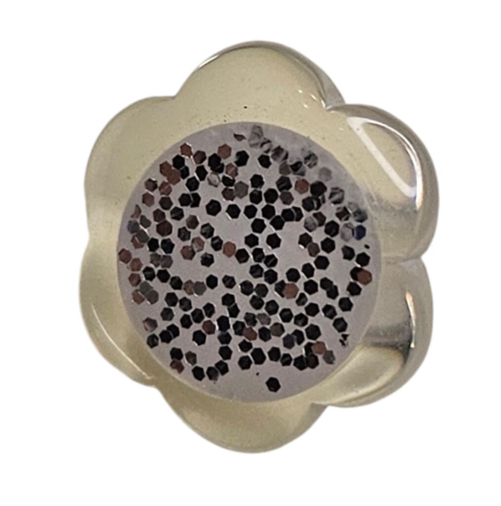 Knapp m/øye 13mm Blomst M/Sølv