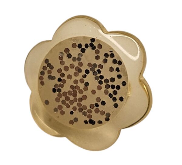 13902.jpg Knapp m/øye 13mm Blomst Sølv/ecru