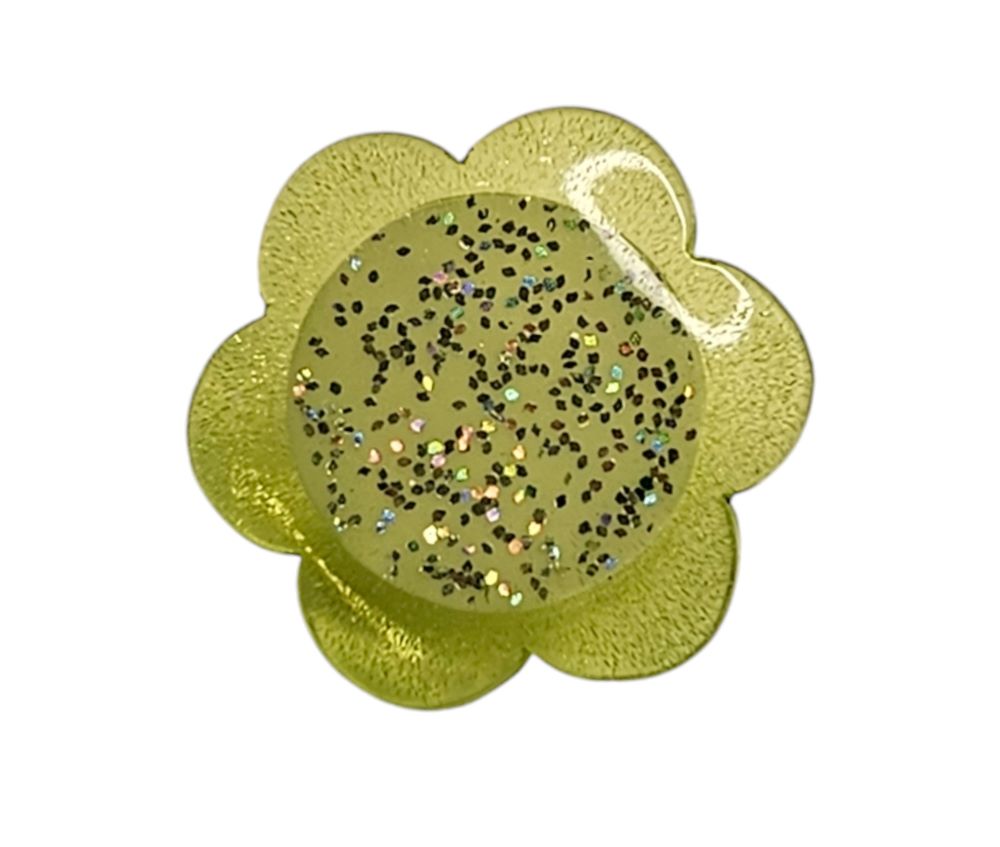 Knapp m/øye 13mm Blomst Sølv/lys grønn - Bilde 1