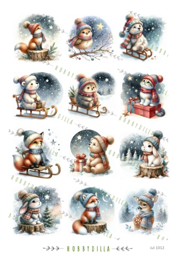 Motivark Jul 1012 Søte dyr med stjernehimmel