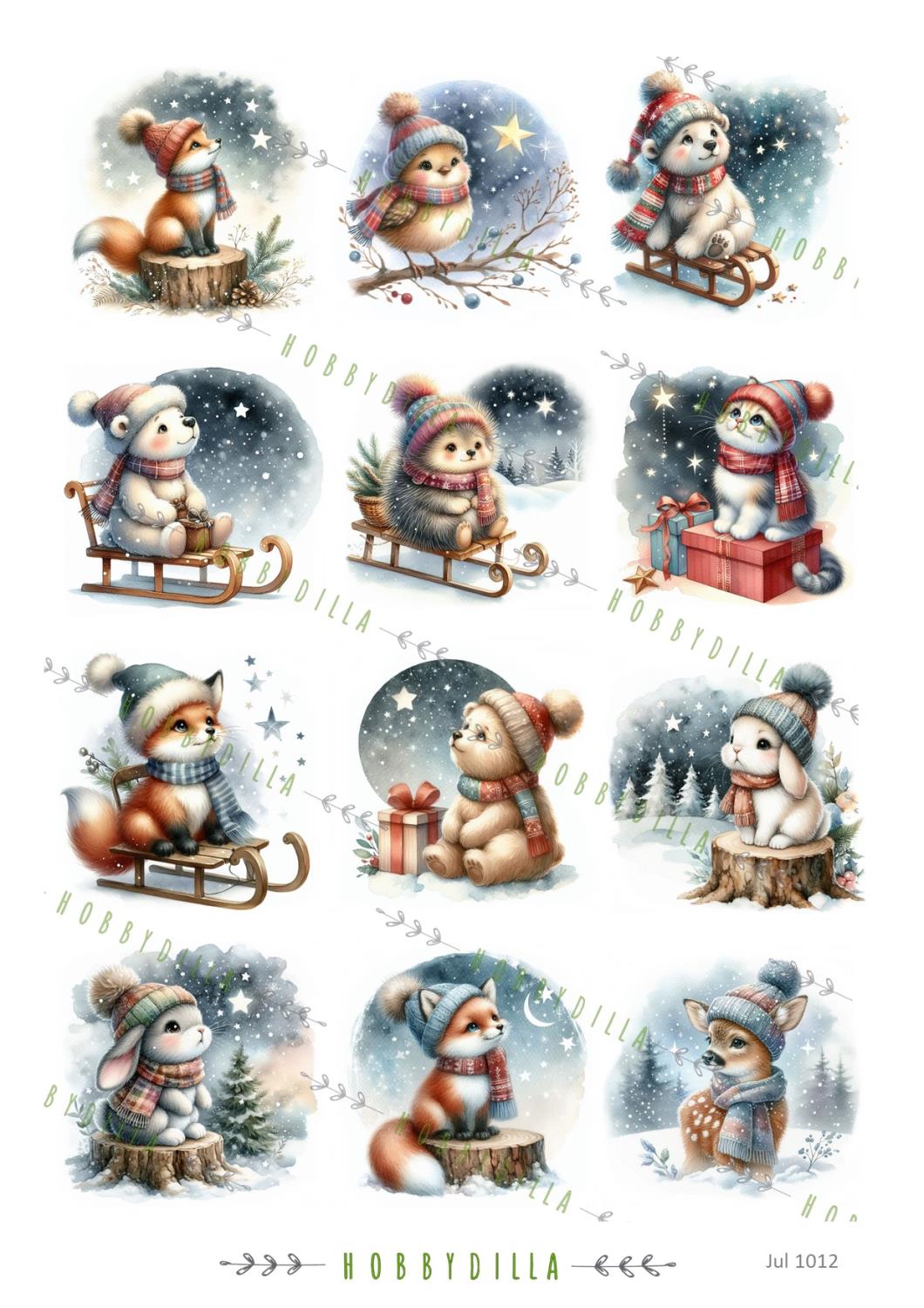 Motivark Jul 1012 Søte dyr med stjernehimmel - Bilde 1