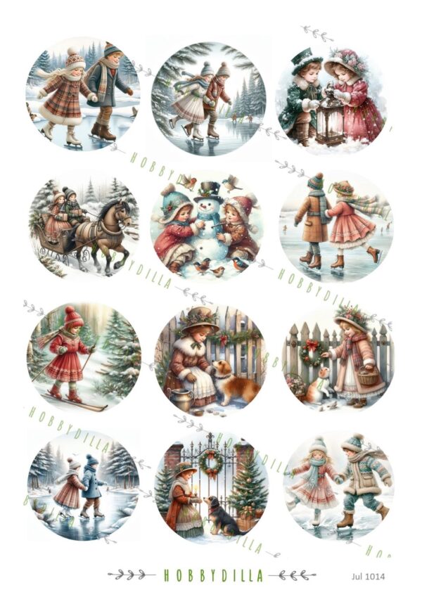 Motivark Jul 1014 Vintage utelek, runde små.