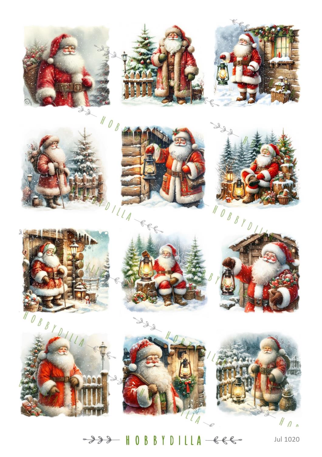 Motivark Jul 1020 Små nissebilder 12 stk - Bilde 1