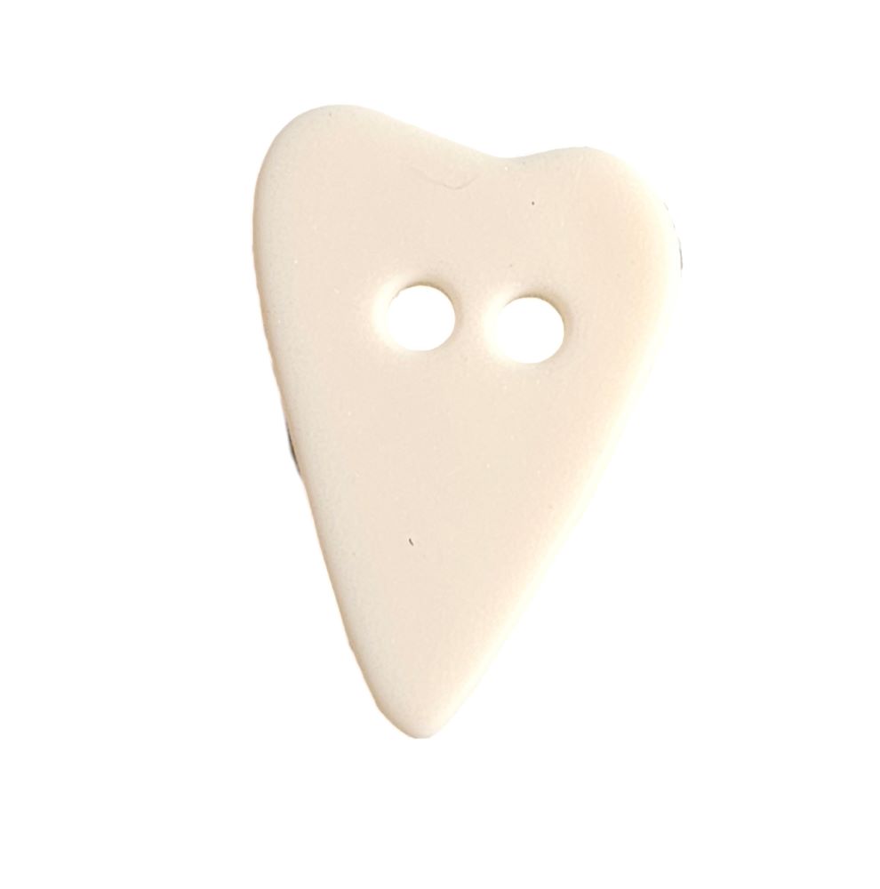 Knapp, 2 hulls, 15mm Hjerte, Hvit - Bilde 1