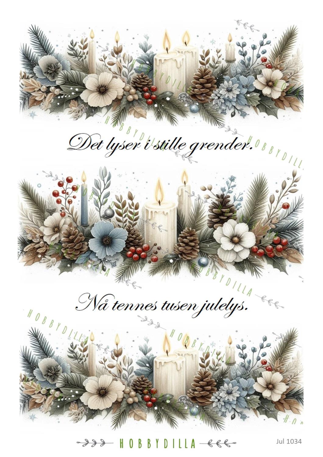 Rispapir A4 Jul 1034 Blå border med lys - Bilde 1