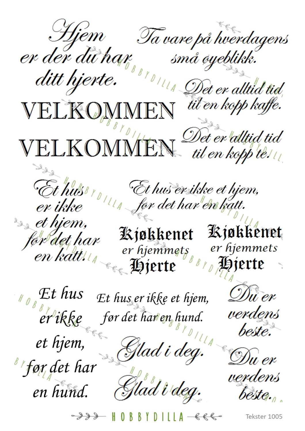 Rispapir A4 Tekster 1005 Hjem - Bilde 1