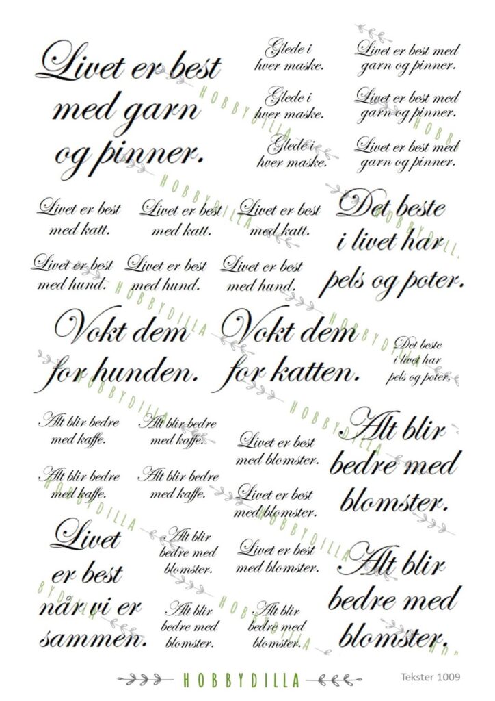Rispapir A4 Tekster 1009 Livet er best, små tekster
