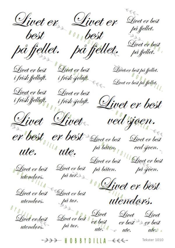 Rispapir A4 Tekster 1010 Livet er best ute