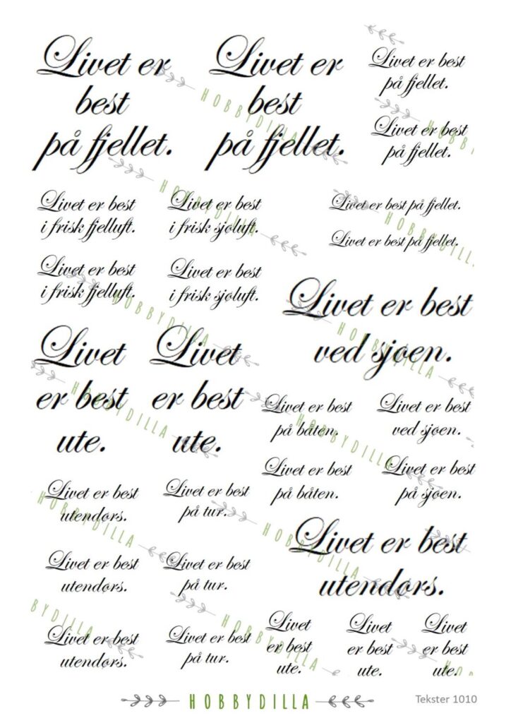 Rispapir A4 Tekster 1010 Livet er best ute