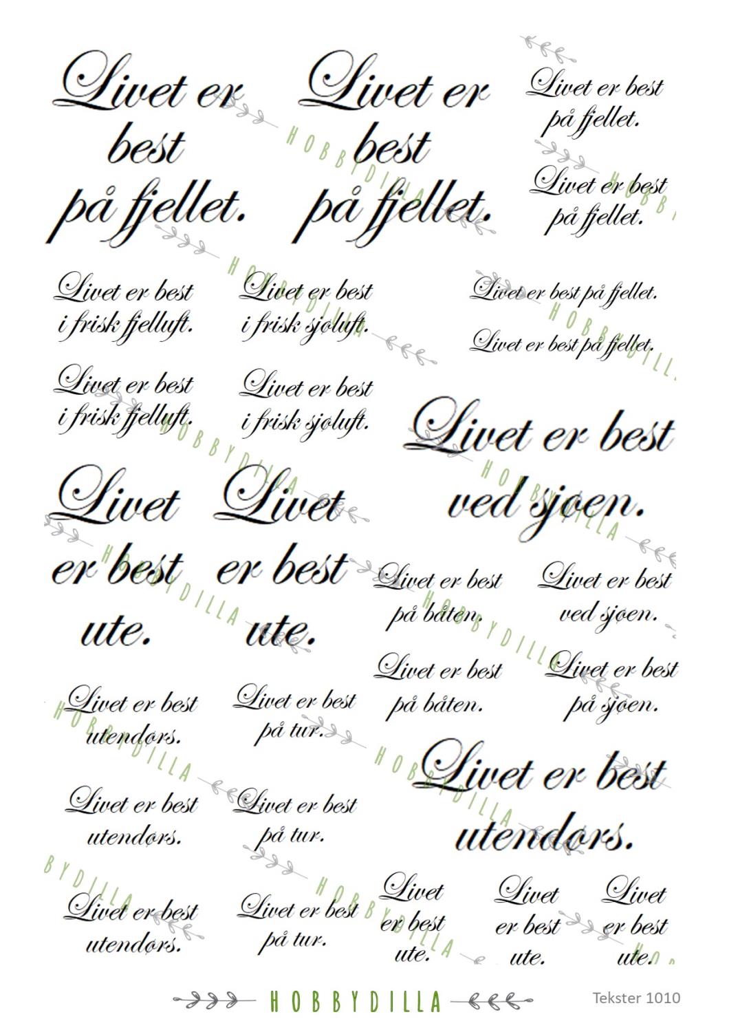 Rispapir A4 Tekster 1010 Livet er best ute - Bilde 1