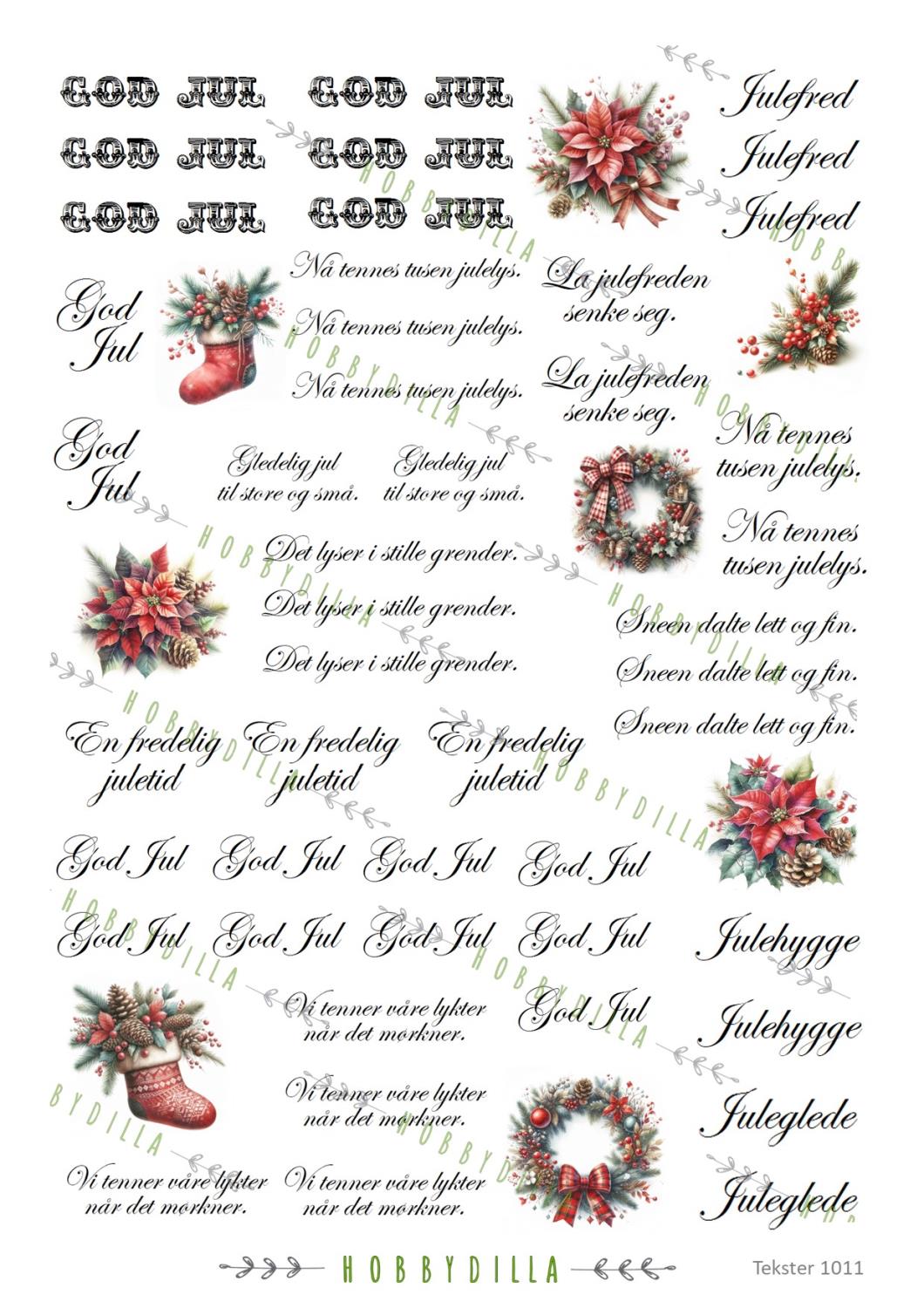 Rispapir A4 Tekster 1011 Mini juletekster - Bilde 1