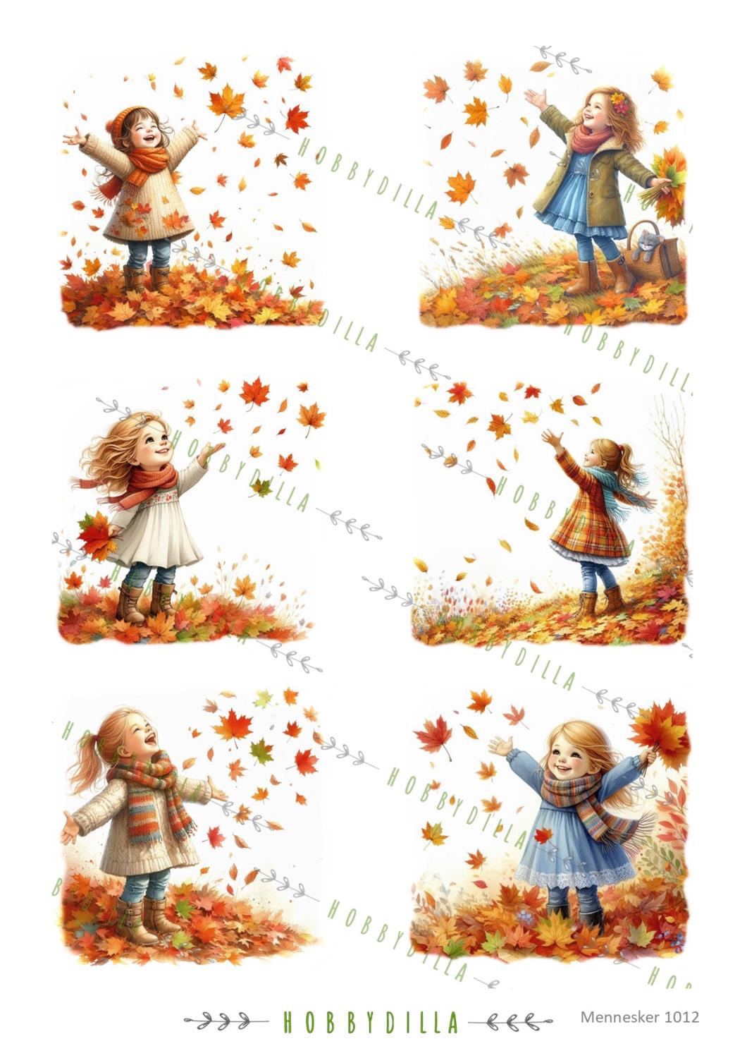 Motivark Barn 1012 M Jenter i høstløv - Bilde 1