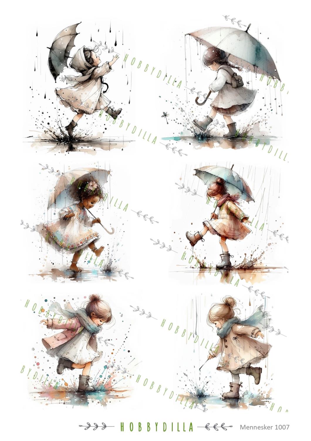 Motivark Barn 1007 M Jenter i regn - Bilde 1