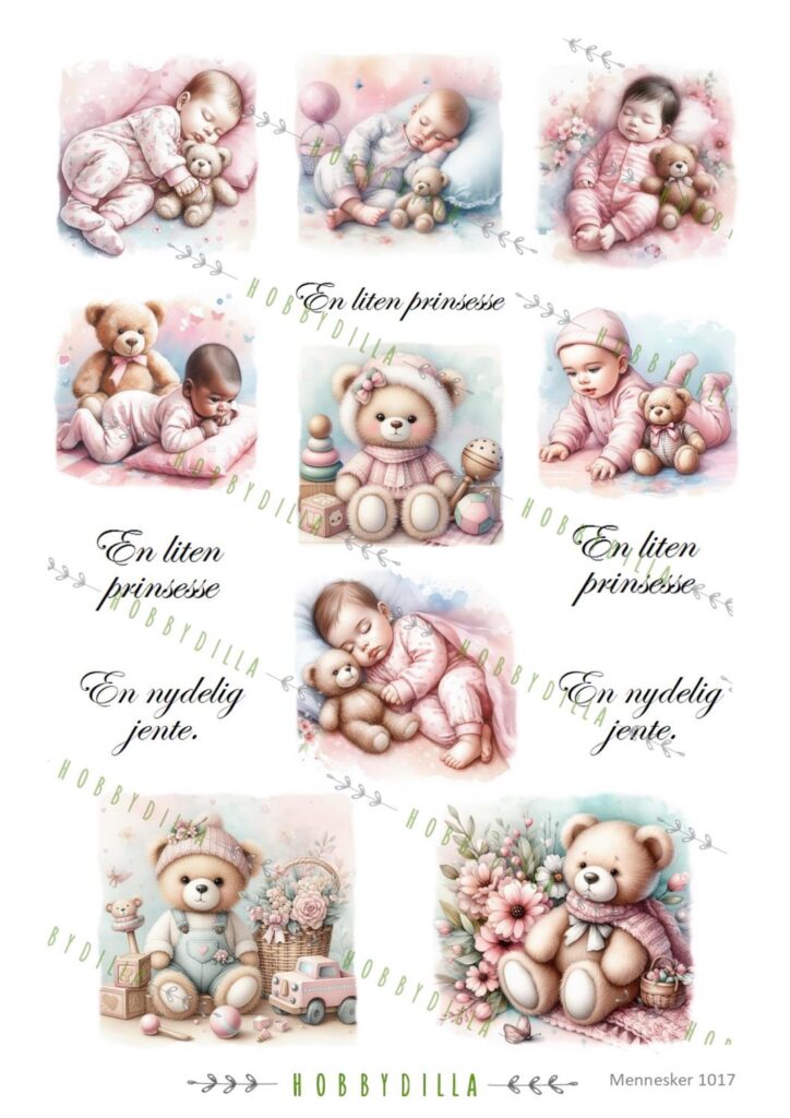 Rispapir A4 Barn1017 Baby jente med tekst