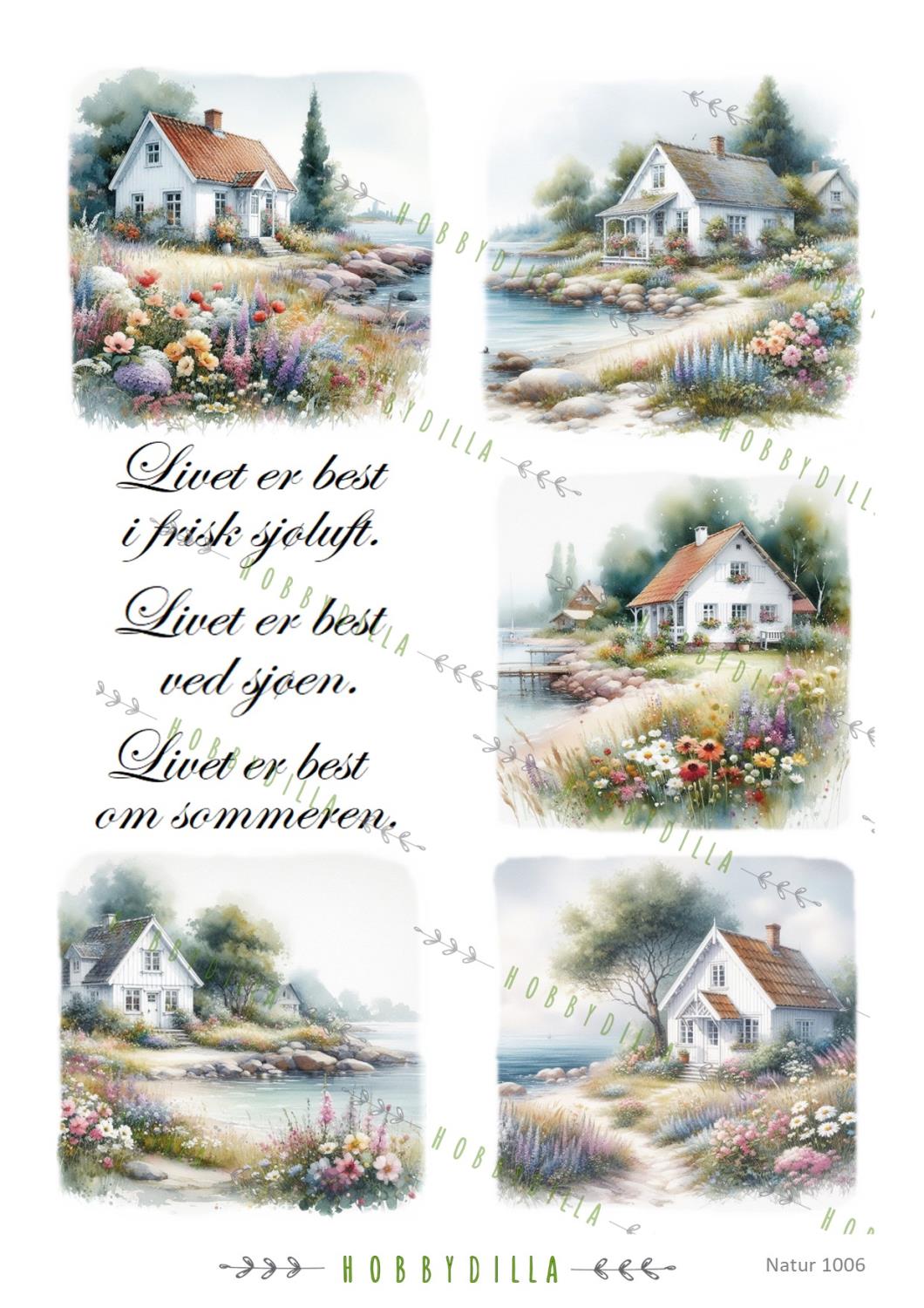 Motivark A4 Natur 1006 M  Hytte ved sjøen - Bilde 1