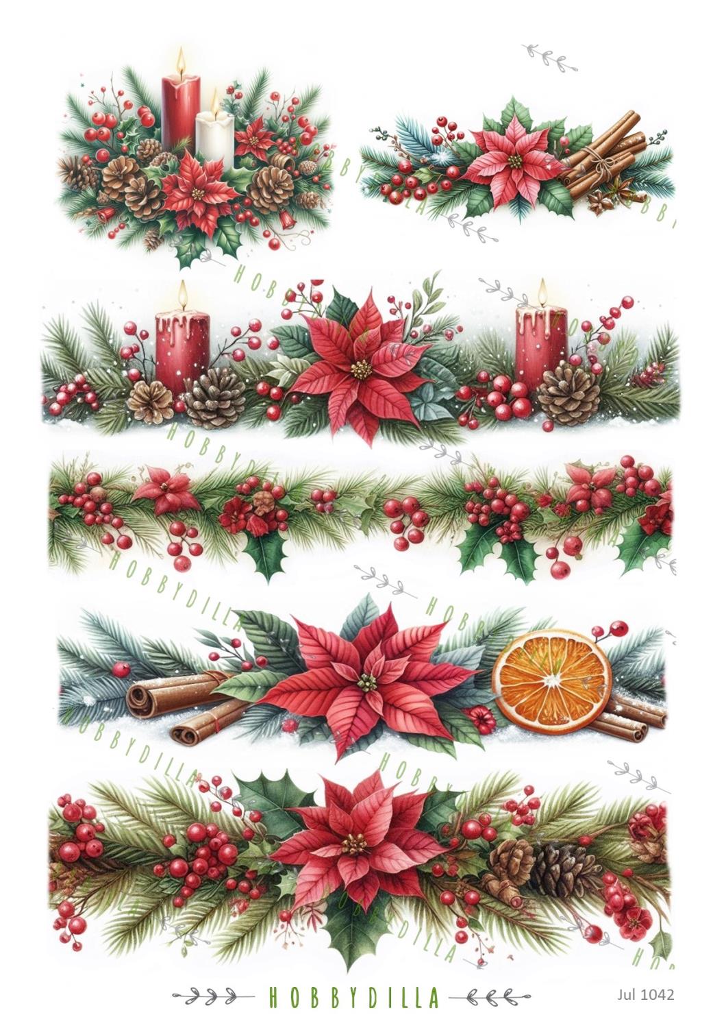 Rispapir A4 Jul 1042 Juleborder - Bilde 1