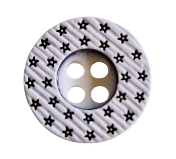 14409.jpg Knapp, 4 hulls 13mm, Sort/hvit