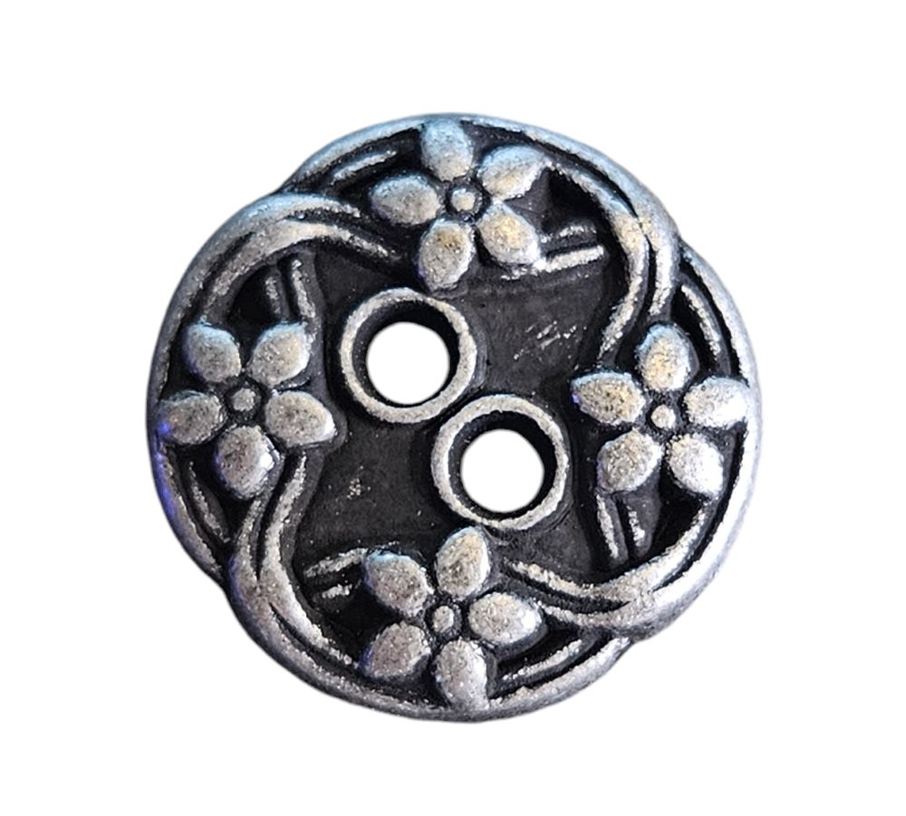Knapp 2 hulls Tinn, Blomst 15mm - Bilde 1