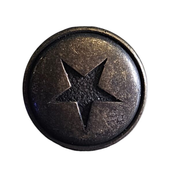 14501.jpg Knapp, m/øye Antikk messing, Stjerne 15mm