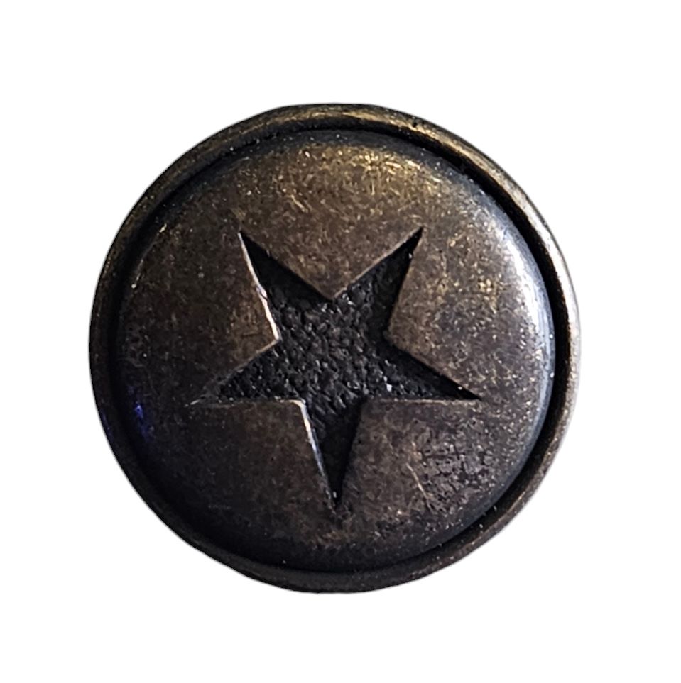 Knapp, m/øye Antikk messing, Stjerne 15mm - Bilde 1