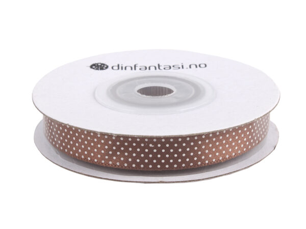 14593-1.jpg Prikkete bånd 10mm – 12 Brun – 10m små prikker