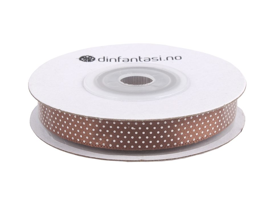 Prikkete bånd 10mm – 12 Brun – 10m små prikker - Bilde 1