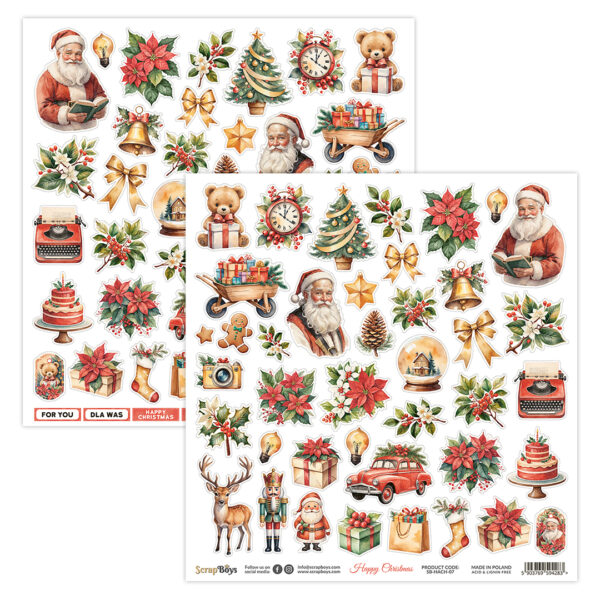 ScrapBoys Happy Christmas  Klippeark   SB-HACH-07
