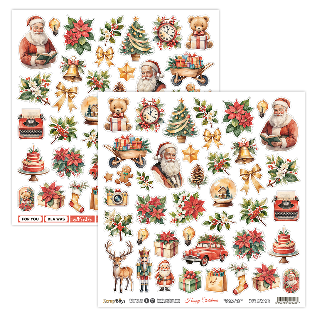 ScrapBoys Happy Christmas  Klippeark   SB-HACH-07 - Bilde 1
