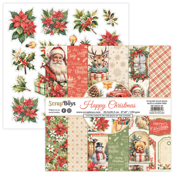 ScrapBoys Happy Christmas  SB-HACH-10  8x8 Blokk