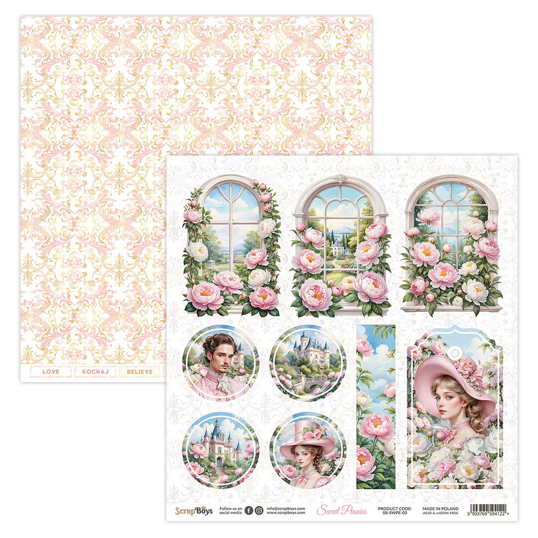 ScrapBoys  Sweet Peonies  SB-SWPE-03 - Bilde 1