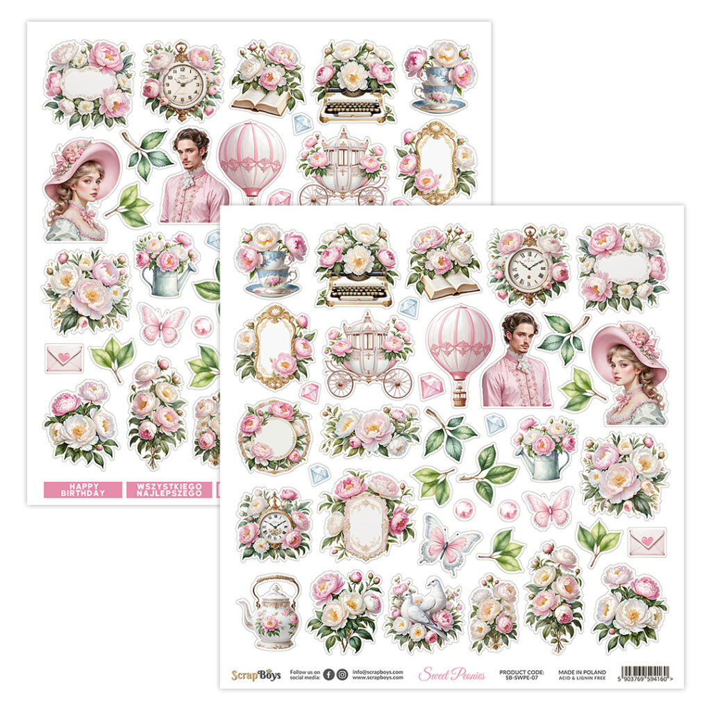 ScrapBoys Sweet Peonies  Klippeark   SB-SWPE-07