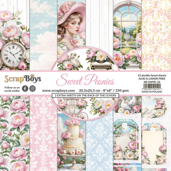 14650-1.jpg ScrapBoys Sweet Peonies SB-SWPE-10 8x8 Blokk