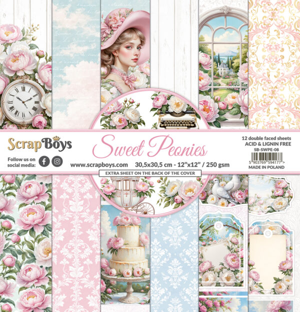 ScrapBoys Sweet Peonies SB-SWPE-08  12x12 Blokk