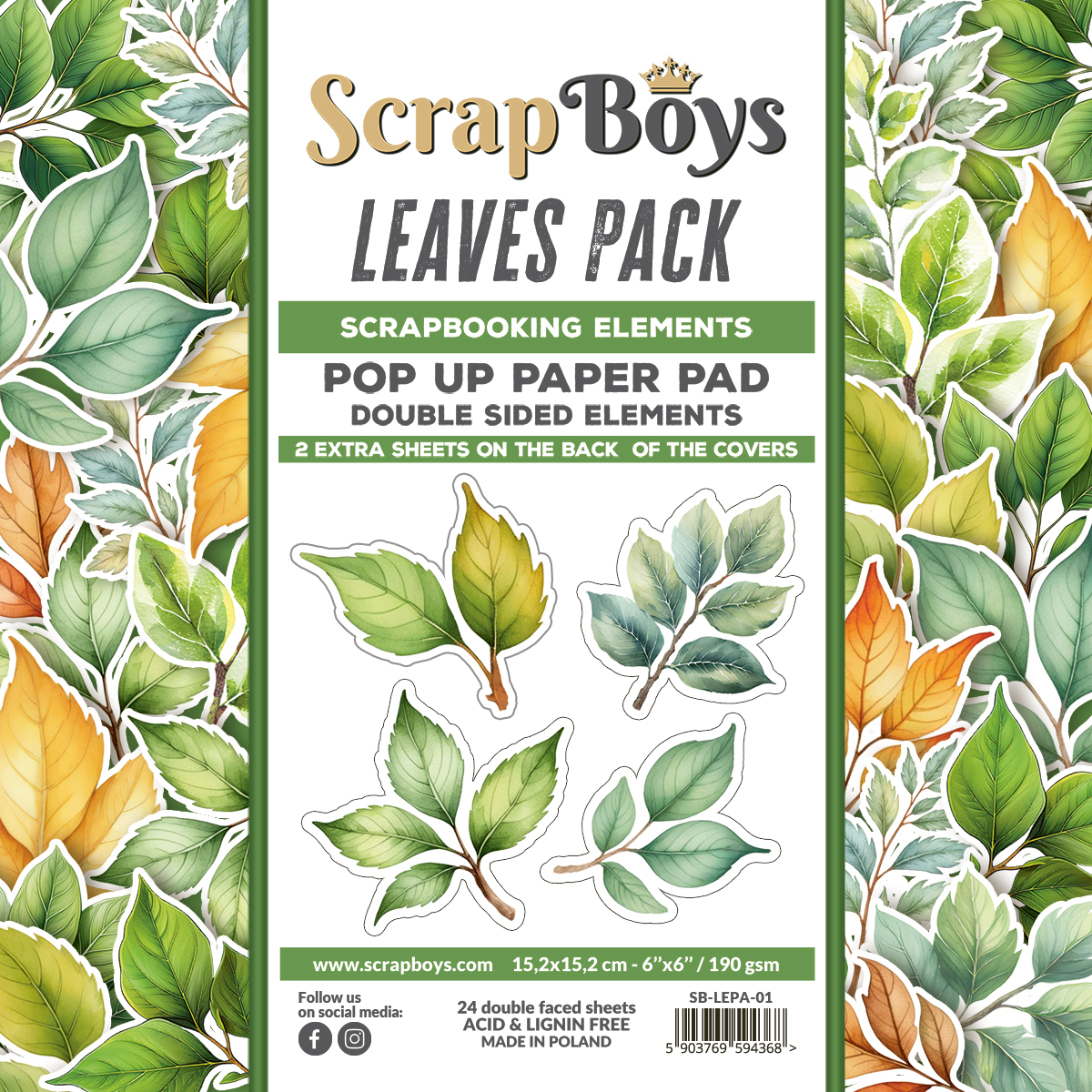 ScrapBoys  Leaves Pack  SB-LEPA-01  Pop Up Blokk - Bilde 1