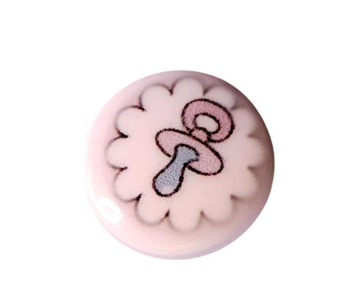 Knapp m/øye 11mm Lyserød med smokk - Bilde 1