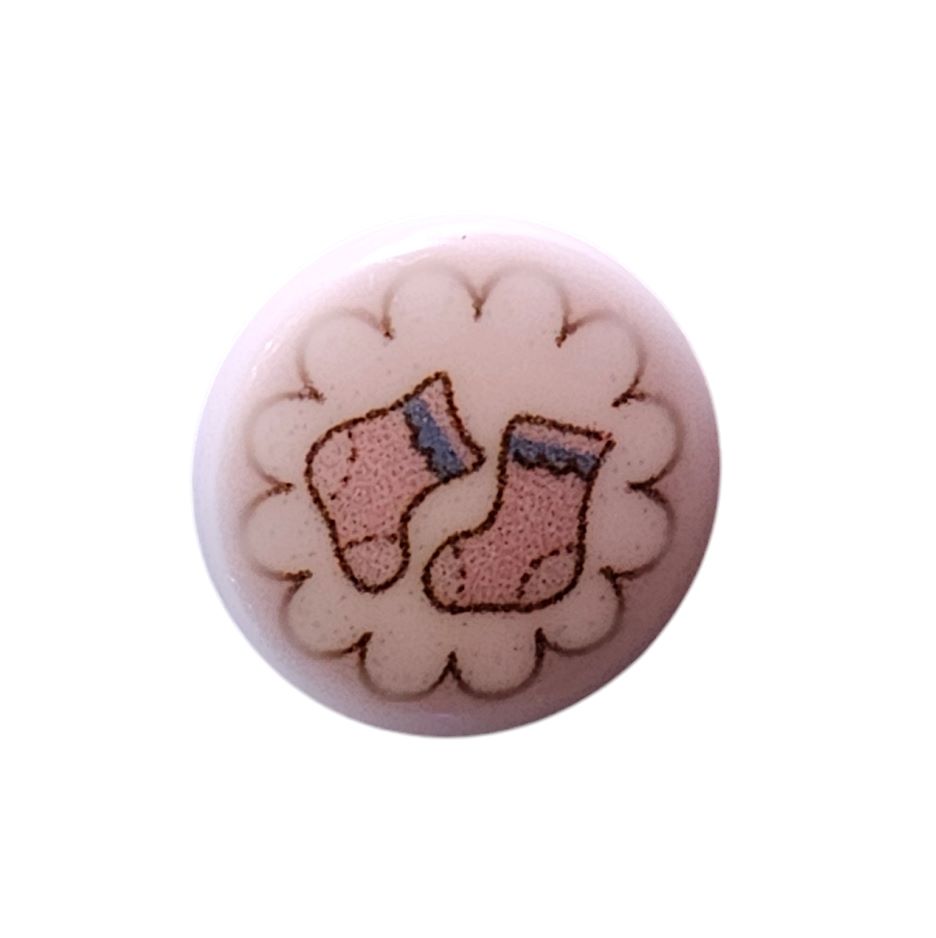 Knapp m/øye 11mm Lyserød med Babysokker - Bilde 1