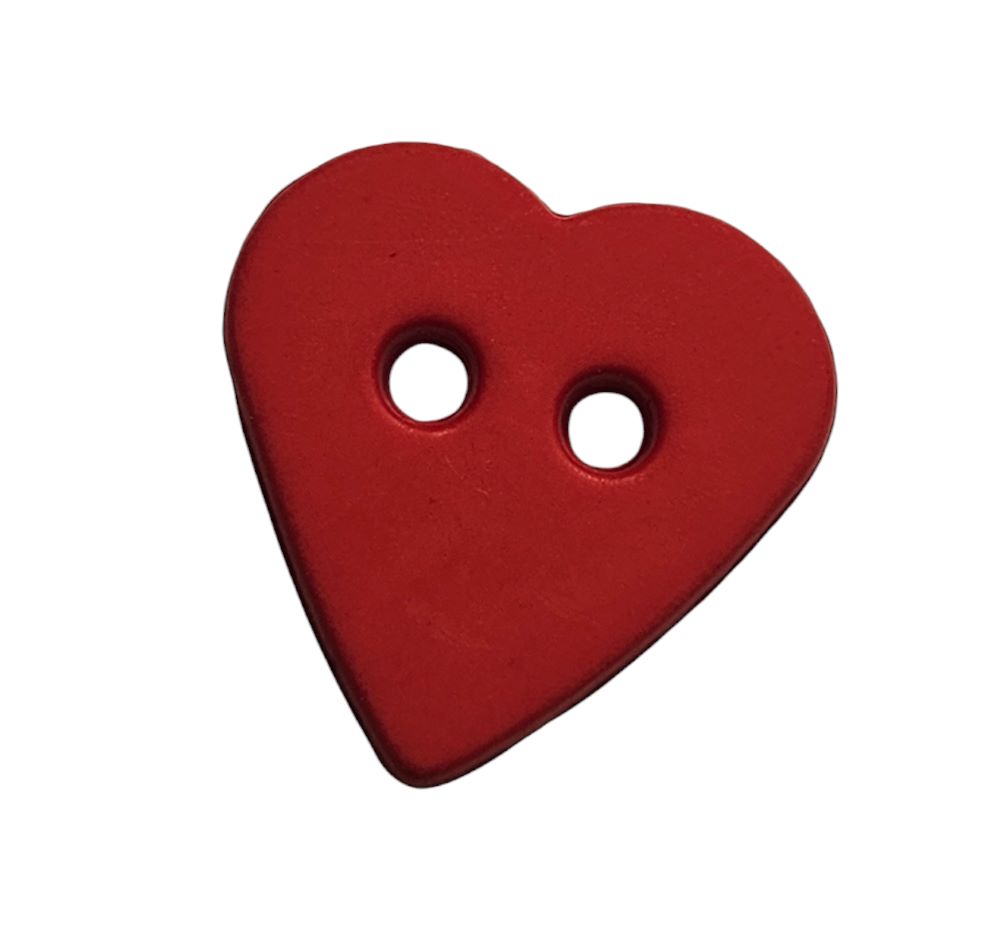 Knapp, 2 hulls, 15mm, Rødt Hjerte - Bilde 1
