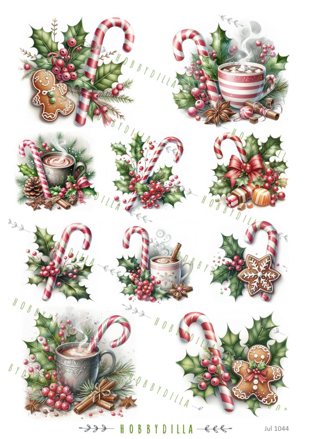 Rispapir A4 Jul 1044 Kristtorn og julegodt - Bilde 1