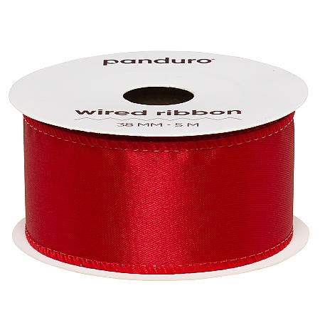 14752.jpg Satengbånd stålkant 38 mm 5m, Rød