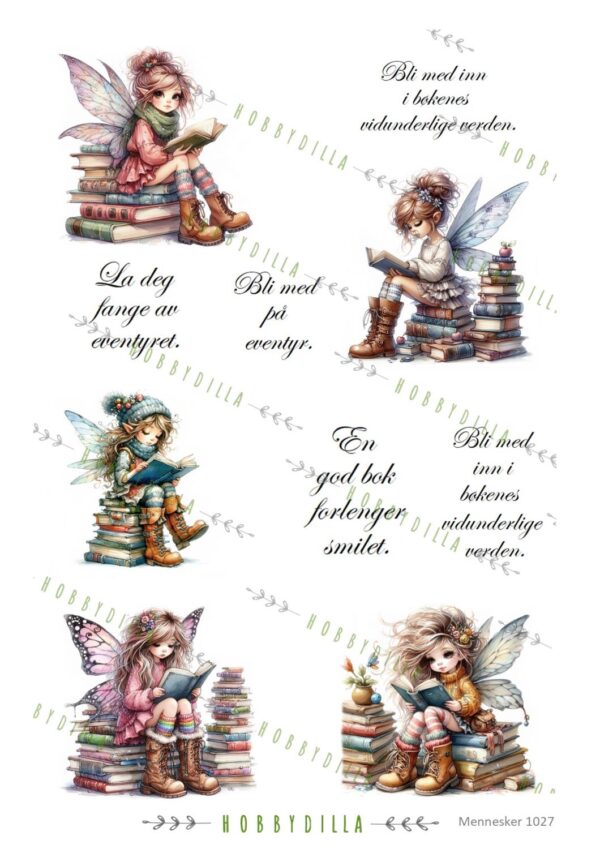 Motivark Eventyr 1027 M Bokfeer med tekst