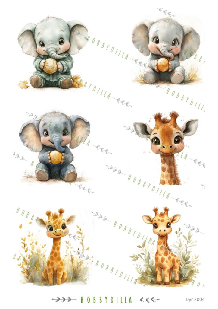 Rispapir Dyr 2004 Dyr  Elefant - Giraff